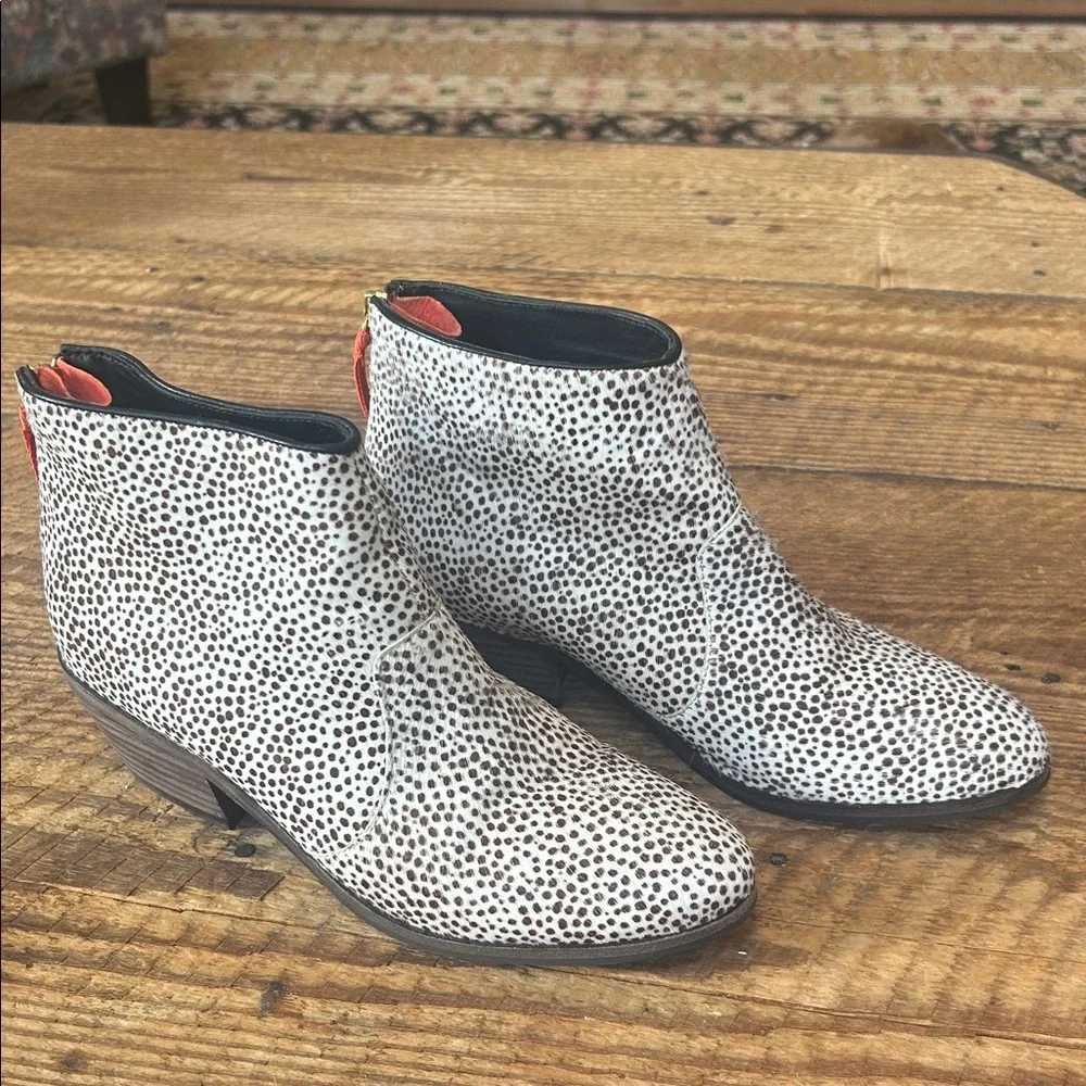 Boden calf hair ankle boot